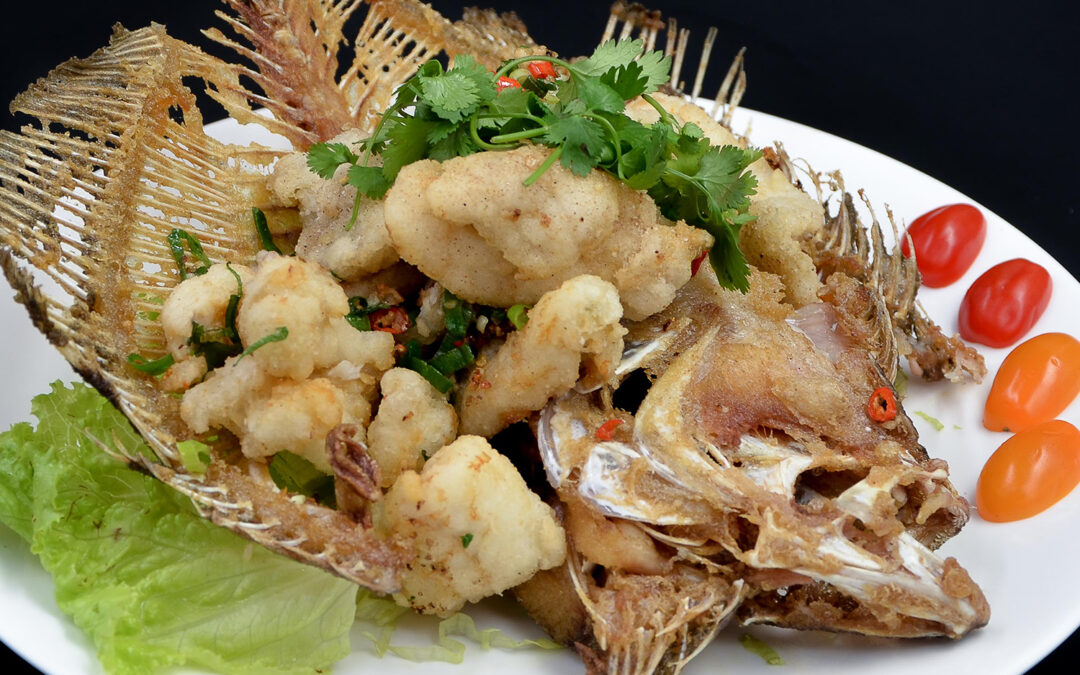 Whole steamed turbot