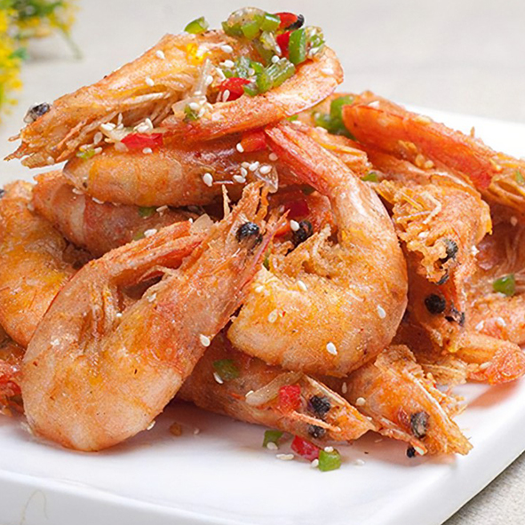 Sauteed shrimp with salt and pepper