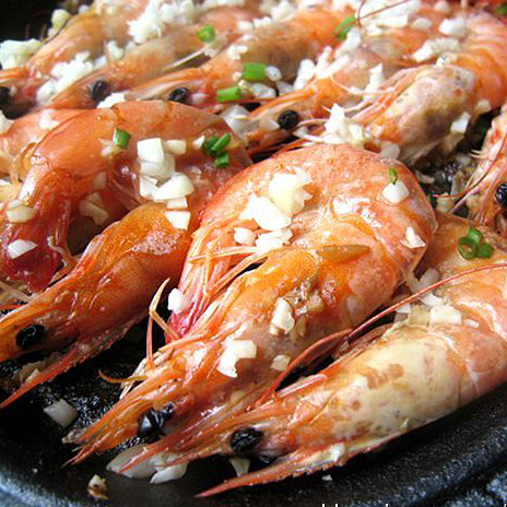 Prawn on hot plate