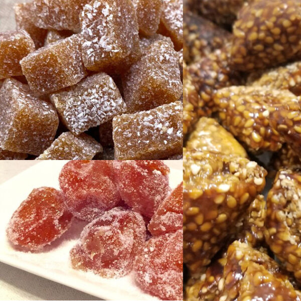Cristallized ginger, nougat or cristallized kumquat