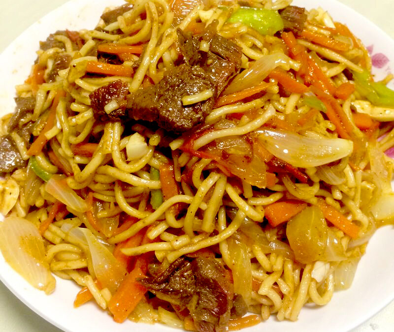 Fried noodles with beef