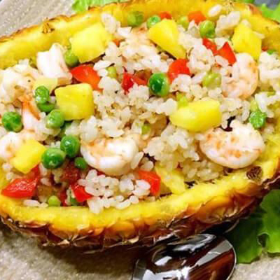 Fried rice with seafood and pineapple